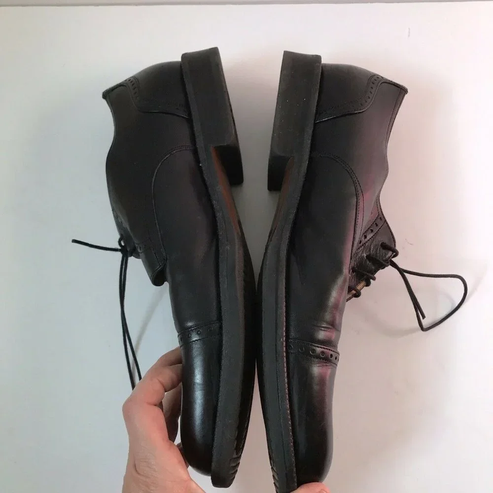 Johnston Murphy‎ Signature Series Black Leather Cap Toe Derby Shoes 10.5 M 13501